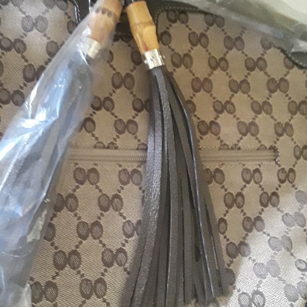 Women's Brown Jacquard Handbag - Picture 3 of 5